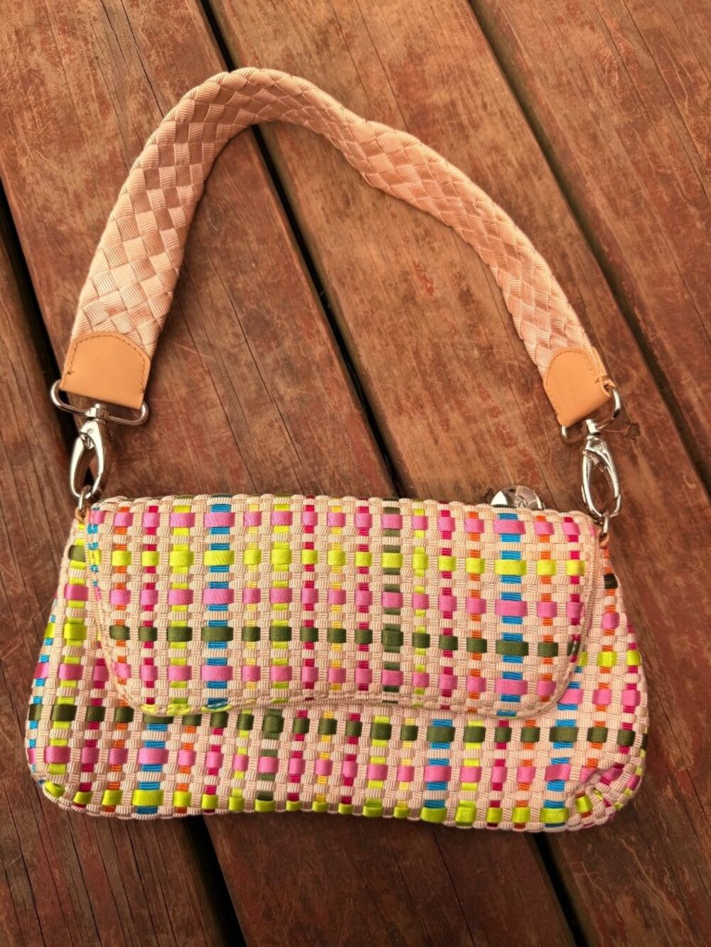 The Sak Multicolor Woven Shoulder Bag With Braided Strap & Magnetic Closure